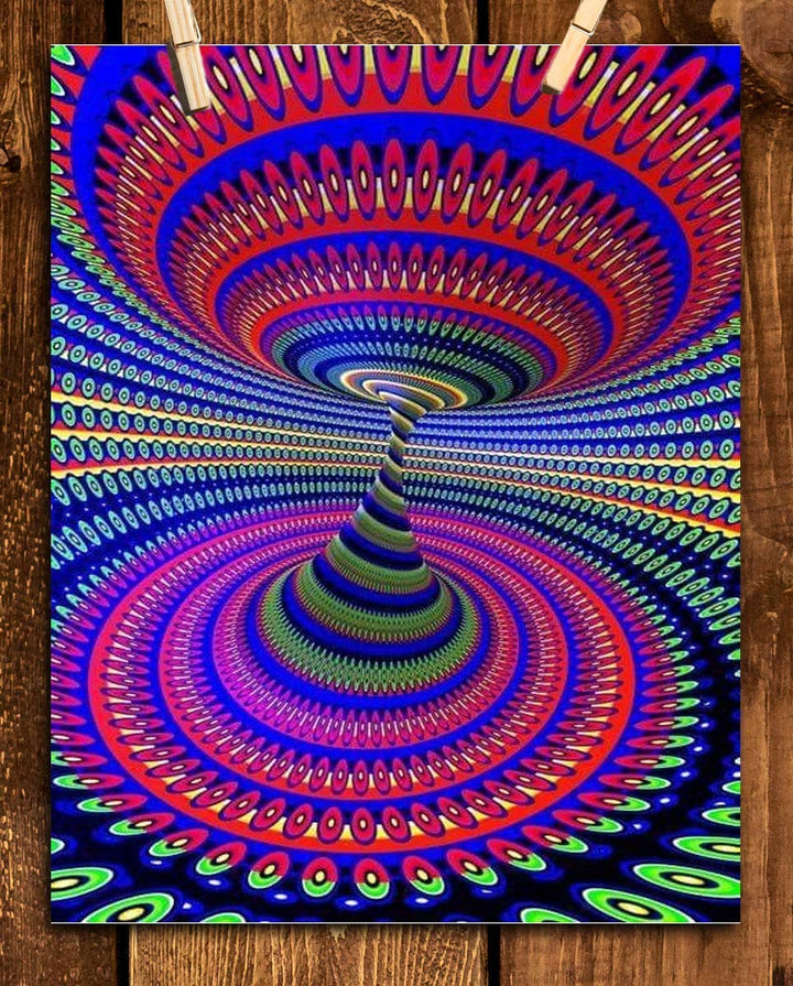 Psychedelic Spirals Up &amp; Down- Optical Illusion Print. 8 x 10"- Abstract Wall Art-Ready to Frame. Modern Home-Studio-Office-Dorm D?cor. Very Trippy &amp; Cool Gift for Illusion Art Fans.