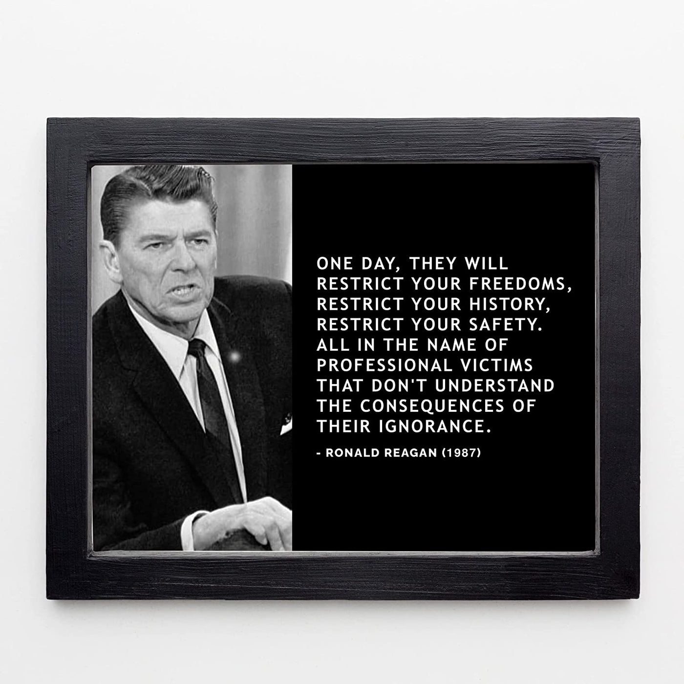 Ronald Reagan Quotes Wall Art-"They Will Restrict Your Freedoms-History-Safety"- 10 x 8"