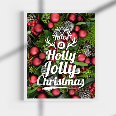 Have A Holly Jolly Christmas Holiday Song Art Decor -11 x 14" Rustic Christmas Wall Art Print -Ready to Frame. Typographic Home-Welcome-Kitchen-Farmhouse Decor. Festive, Merry Decoration for All!