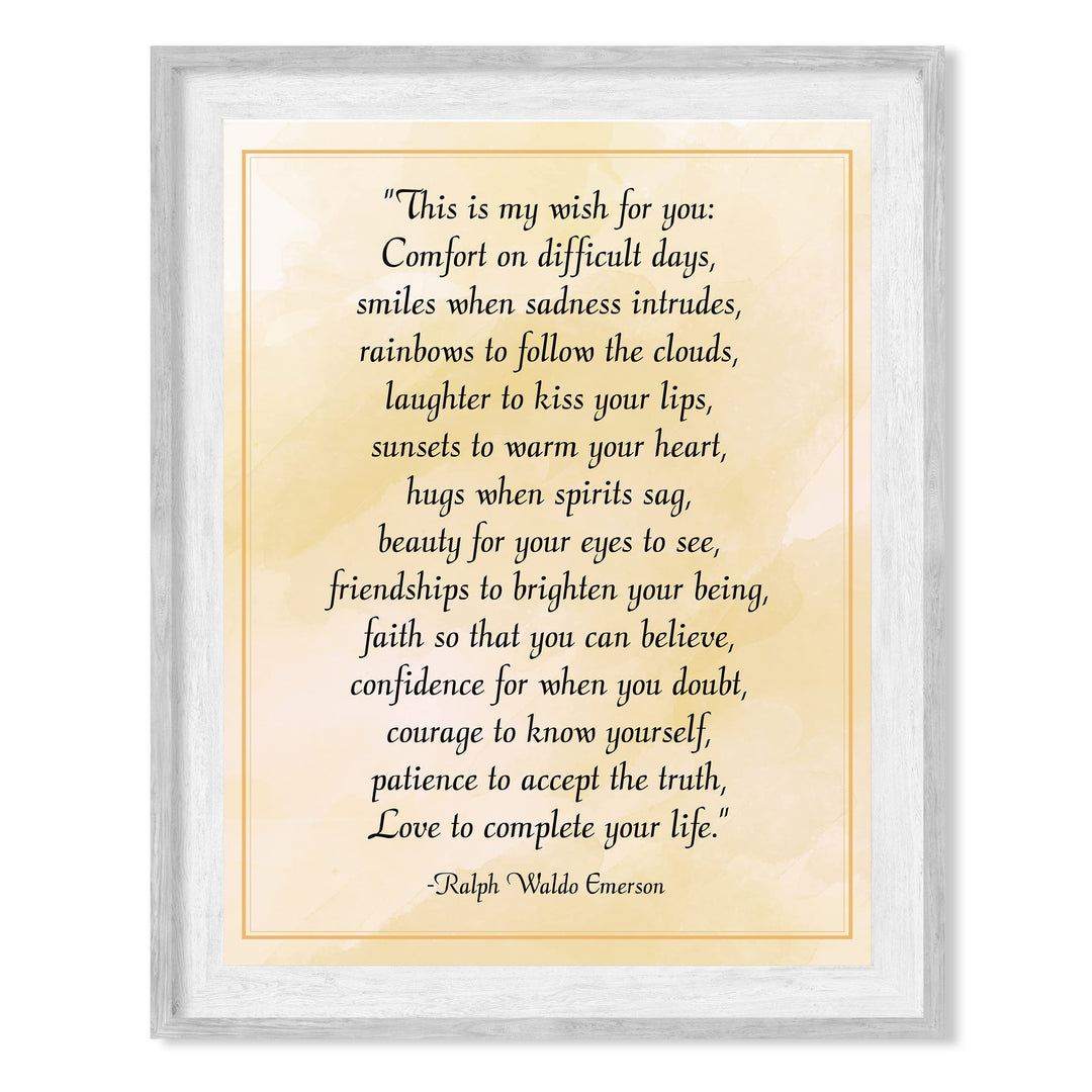Ralph Waldo Emerson Quotes-"This Is My Wish For You"- 8 x 10" Poetic Wall Art. Inspirational Distressed Parchment Print -Ready to Frame. Home-Office-Study-School Decor. Great Gift for Poetry Fans!