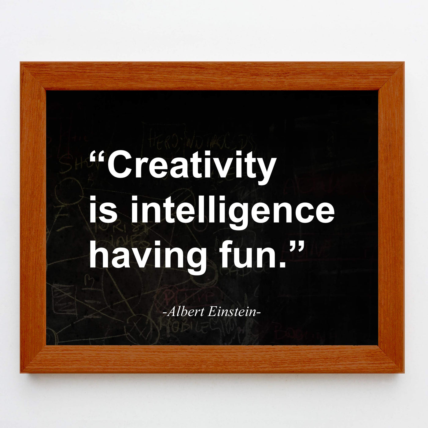 Albert Einstein Quotes-"Creativity Is Intelligence Having Fun" Motivational Wall Art -10 x 8" Typographic Replica Chalkboard Print-Ready to Frame. Perfect Sign for Home-Office-Classroom Decor!