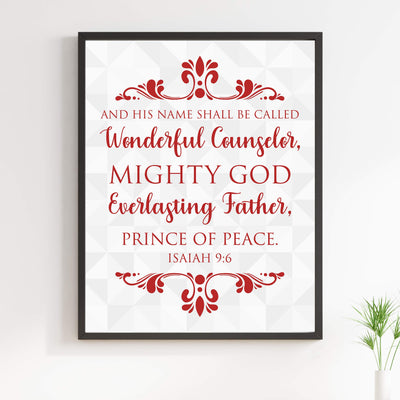 His Name Shall Be Called-Prince of Peace-Isaiah 9:6-Bible Verse Wall Art-11 x 14" Scripture Christmas Print-Ready to Frame. Christian Home-Office-School-Church Decor. Great Holiday Gift of Faith!