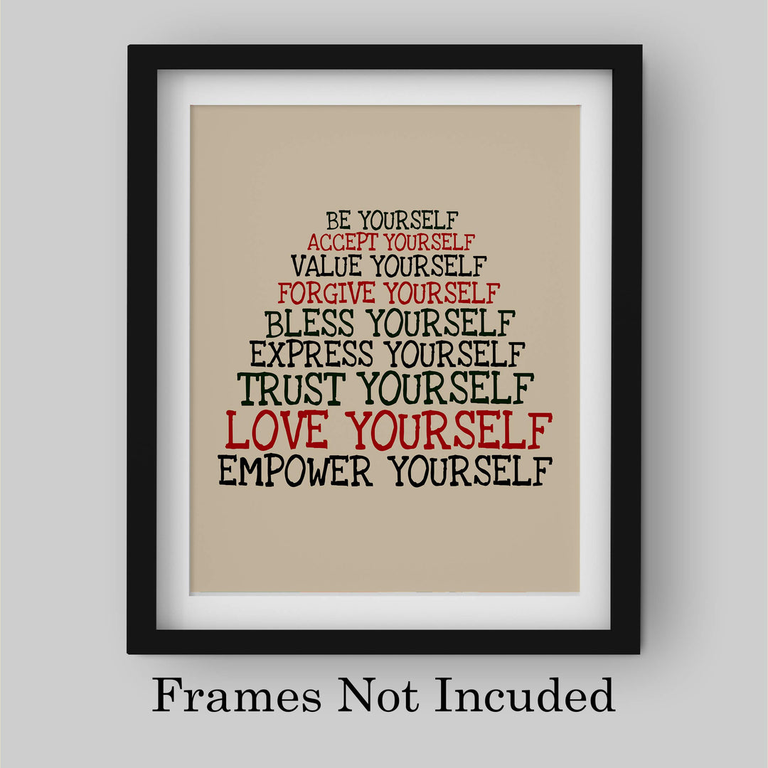 Accept-Forgive-Love Yourself Inspirational Quotes Wall Sign -8 x 10" Modern Typographic Print-Ready to Frame. Motivational Home-Office-School-Dorm Decor. Great Gift to Inspire Self-Confidence!