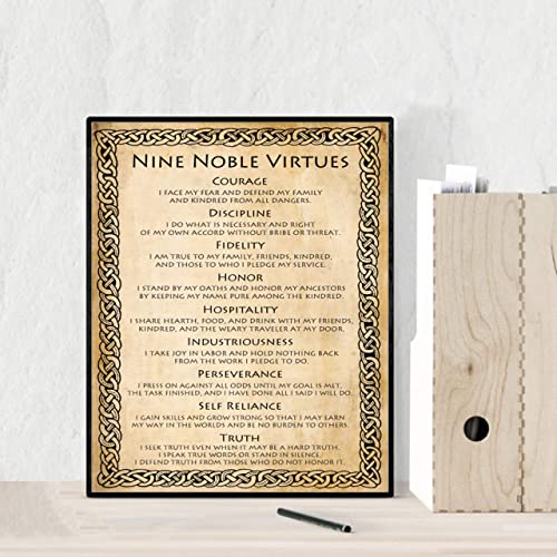 "9 Noble Virtues &amp; Affirmations-Courage-Discipline-Honor"-Wall Art-8 x 10"