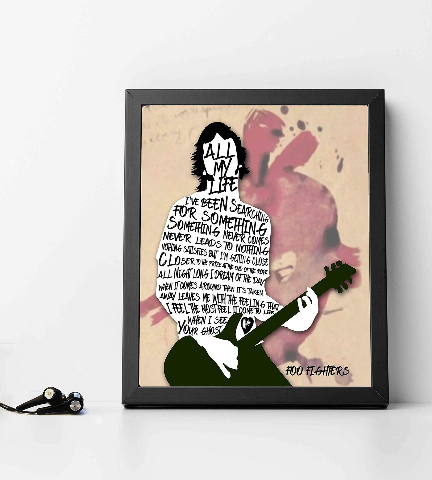 Foo Fighters-?All My Life?-Song Lyrics Wall Decor-8 x 10" Rock Music Poster Print w/Silhouette Word Art-Ready to Frame. Modern Home-Office-Studio-Bar-Cave D?cor. Perfect Gift for All Foo Fans!