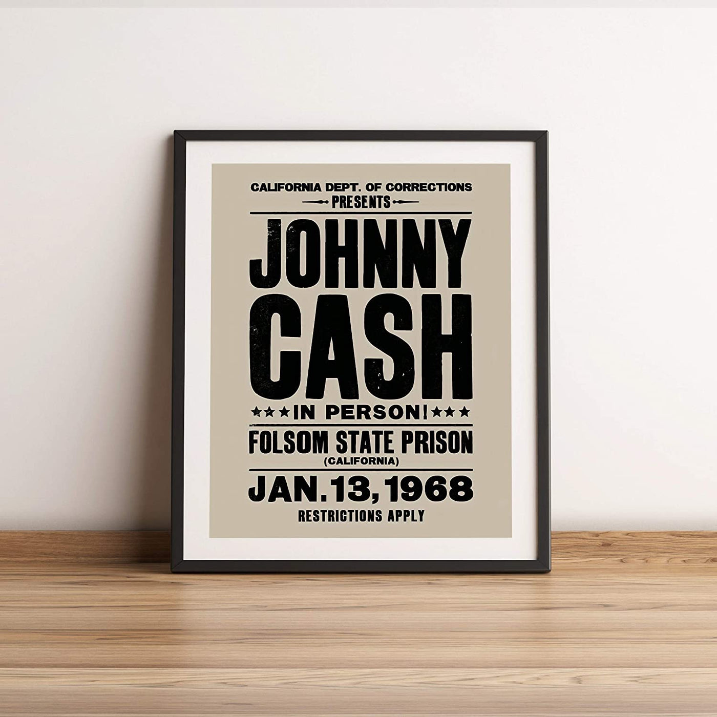 "Johnny Cash-In Person-Folsom State Prison"-Country Music Wall Art -11 x 14"