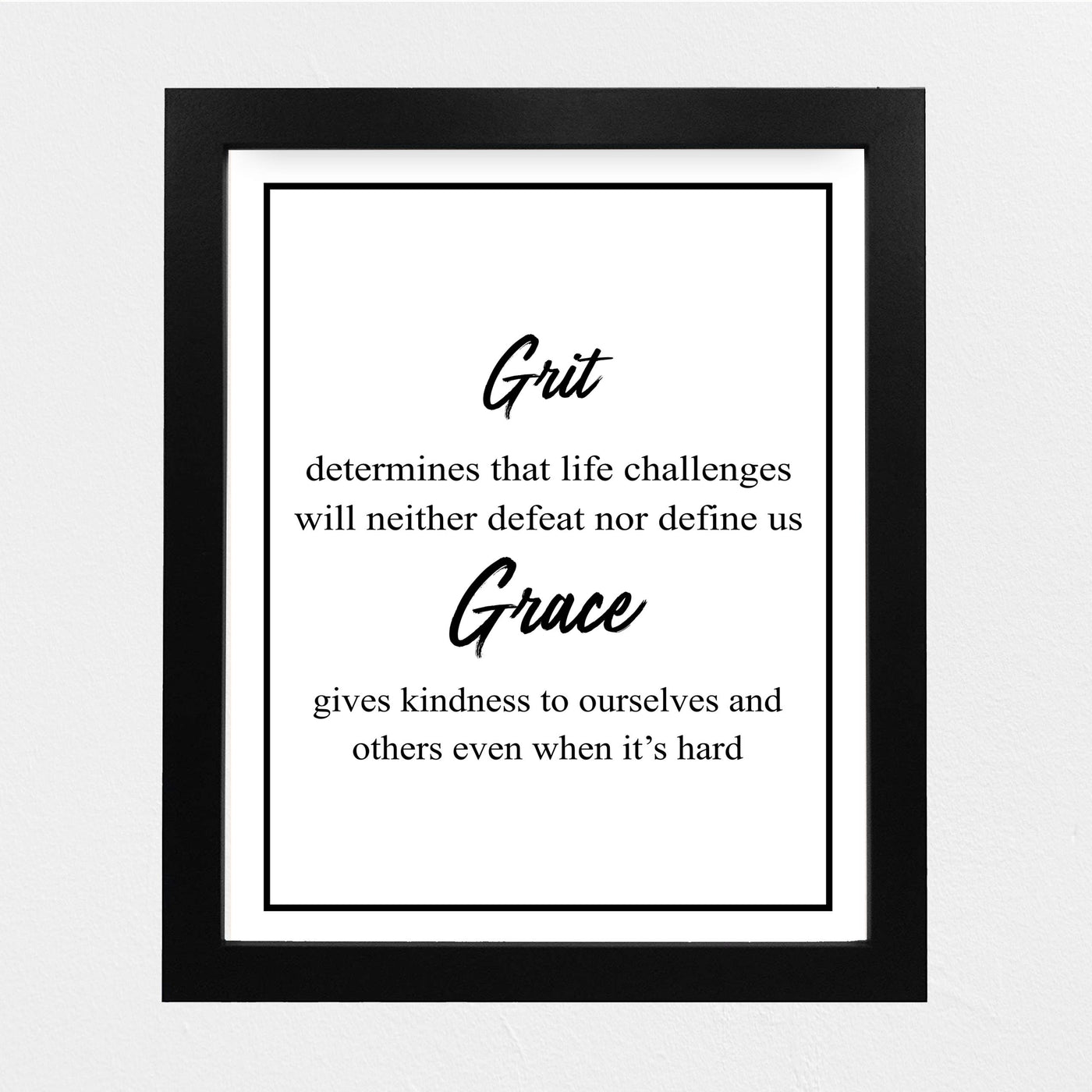 Grit-Life Challenges Neither Defeat Nor Define Us Motivational Quotes Wall Art -8 x 10" Modern Christian Poster Print-Ready to Frame. Positive Home-Office-Church-School Decor. Great Advice!