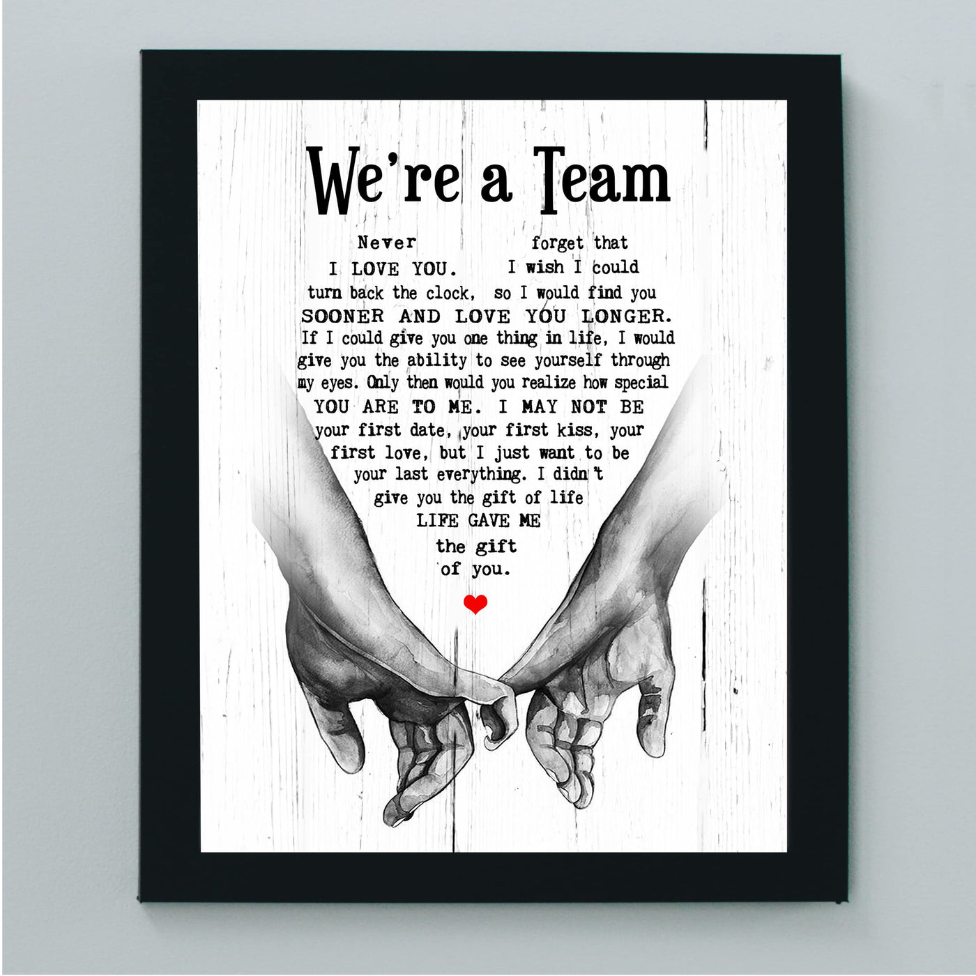 "We're A Team" Wedding Quotes Wall Art Decor -8 x 10" Inspirational Love & Marriage Print -Ready to Frame. Romantic Wedding Table & Anniversary Gift for Husband, Wife, Newlyweds & Couples!