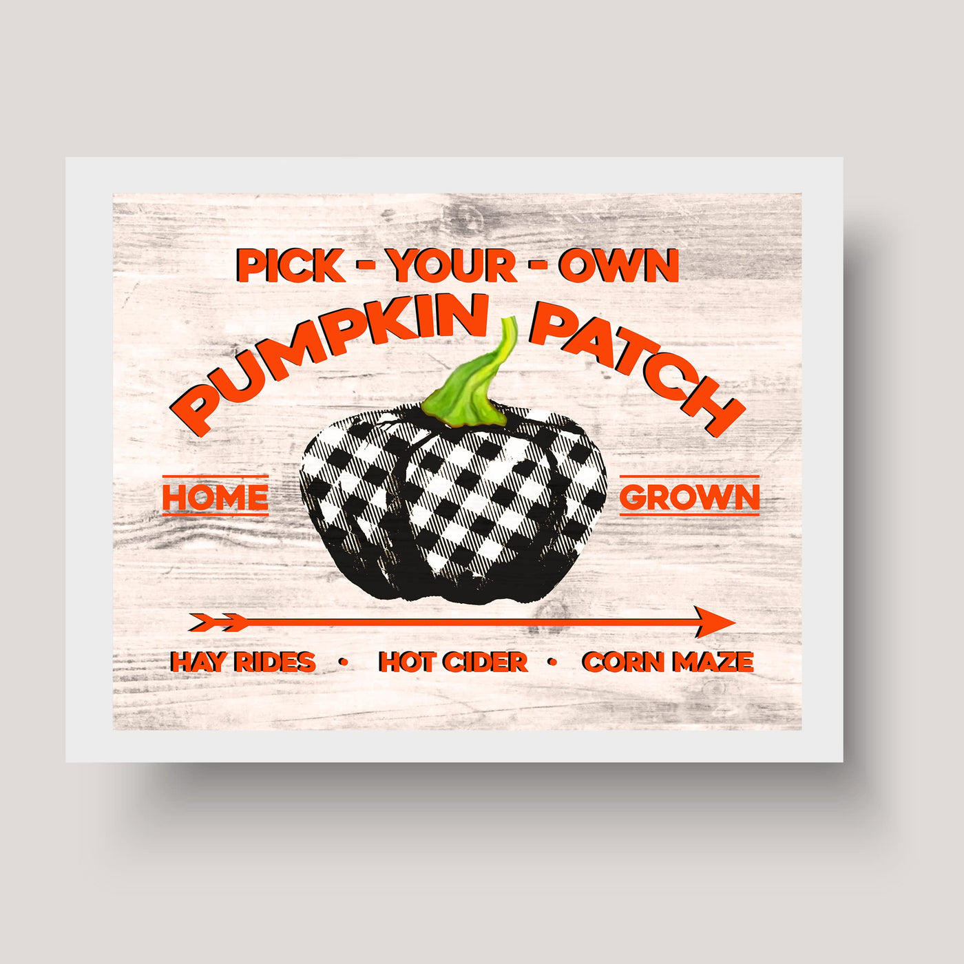 Pumpkin Patch-Hay Rides-Hot Cider-Vintage Fall Wall Art Decor -10 x 8" Rustic Farmhouse Pumpkin Print -Ready to Frame. Perfect for Home-Halloween-Thanksgiving Decor! Printed on Photo Paper.