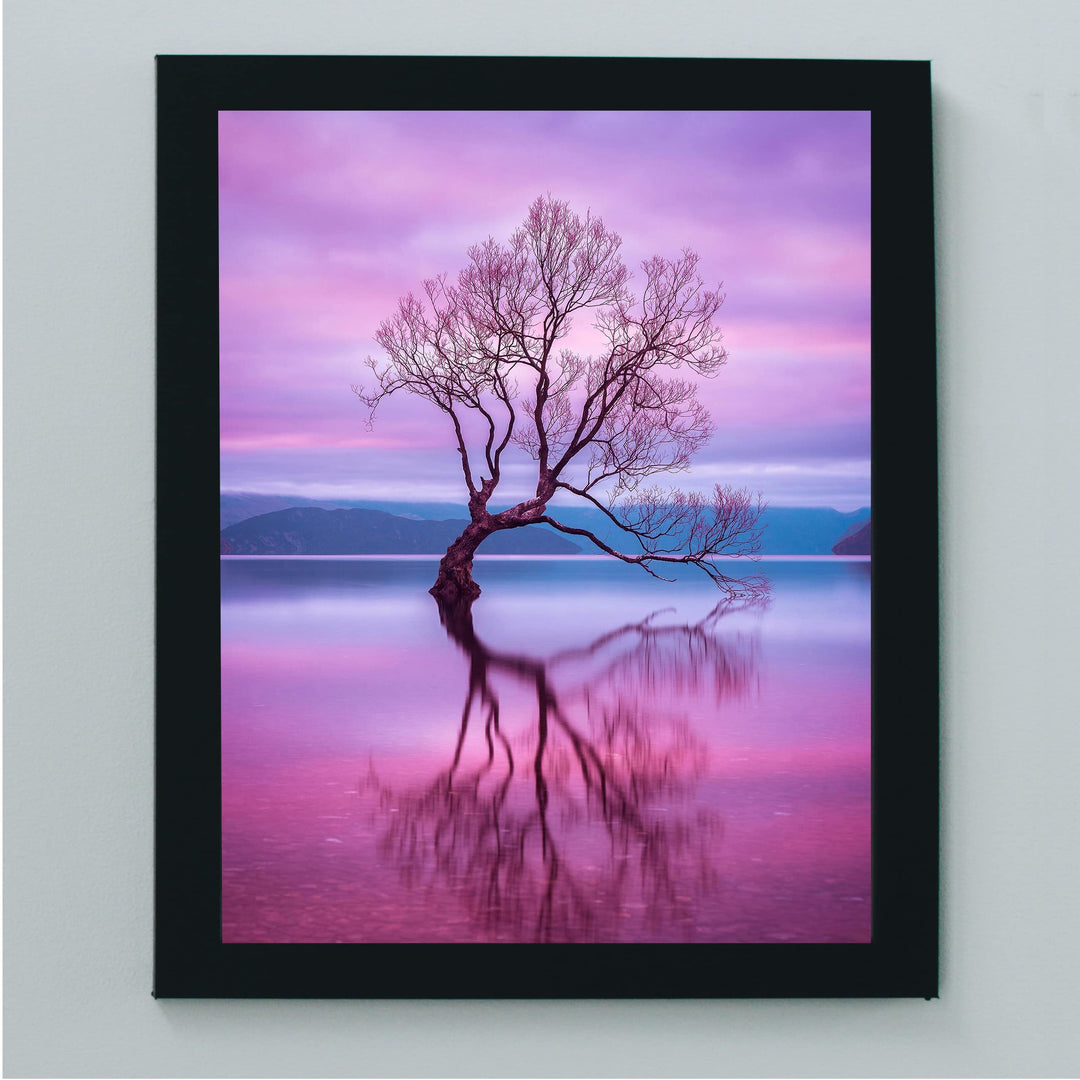 New Zealand - The Wanaka Tree Inspirational Wall Art -8 x 10 Mystical Purple Tree in Zen Lake Picture Print -Ready to Frame. Spiritual Home-Office-Studio-Classroom-Nature Themes &amp; Serenity Decor.