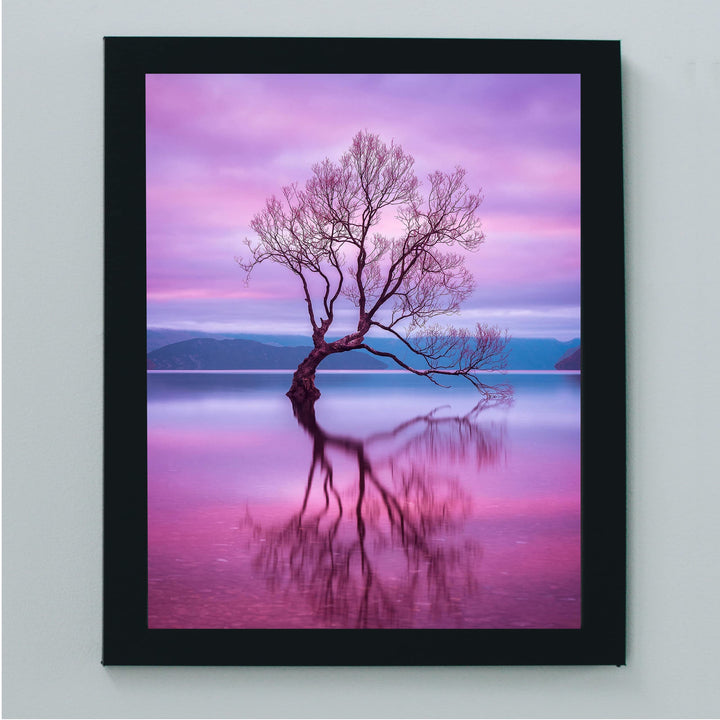 New Zealand - The Wanaka Tree Inspirational Wall Art -8 x 10 Mystical Purple Tree in Zen Lake Picture Print -Ready to Frame. Spiritual Home-Office-Studio-Classroom-Nature Themes &amp; Serenity Decor.