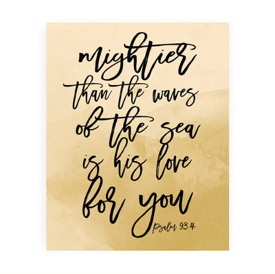 Mightier Than the Waves of the Sea-Bible Verse Wall Art -8x10" -Religious Scripture Print -Ready to Frame. Christian Home-Office-Church Decor. Great Inspirational Gift of Faith! Psalm 93:4