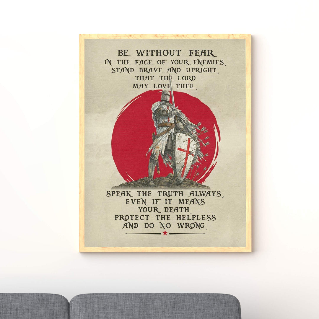 Be Without Fear-Stand Brave &amp; Upright-Inspirational Christian Wall Art-11 x 14" Motivational Armor of God Warrior Print-Ready to Frame. Home-Office-Church-Religious Decor. Great Gift of Motivation!