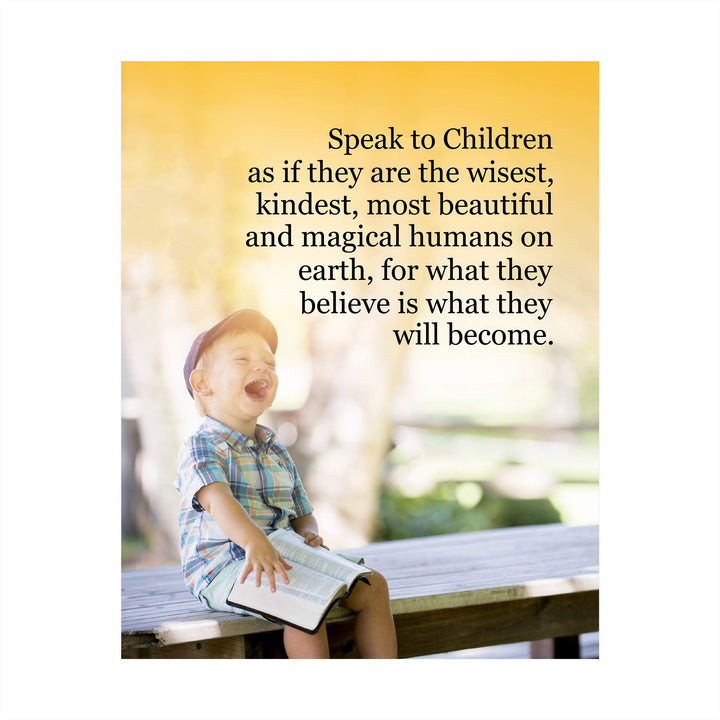 Speak to Children Wisely- Inspirational Wall Art- 8 x 10 Print Wall Art D?cor Ready to Frame. Nursery Decor, Bathroom Decor &amp; Bedroom Wall Art. Perfect Reminder for Great Parenting.