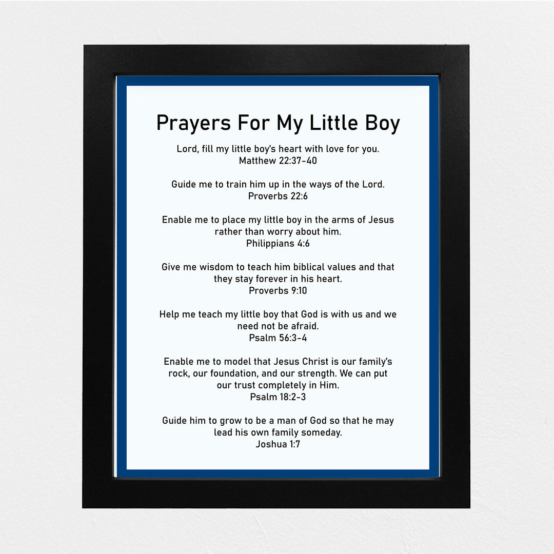 Prayers for My Little Boy Bible Verse Wall Art -8 x 10" Christian Scripture Print-Ready to Frame. Inspirational Decoration for Home-Family-Boys Bedroom-Nursery Decor. Perfect Baby Shower Gift!