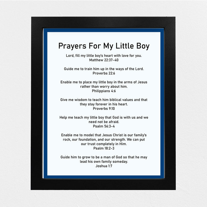 Prayers for My Little Boy Bible Verse Wall Art -8 x 10" Christian Scripture Print-Ready to Frame. Inspirational Decoration for Home-Family-Boys Bedroom-Nursery Decor. Perfect Baby Shower Gift!