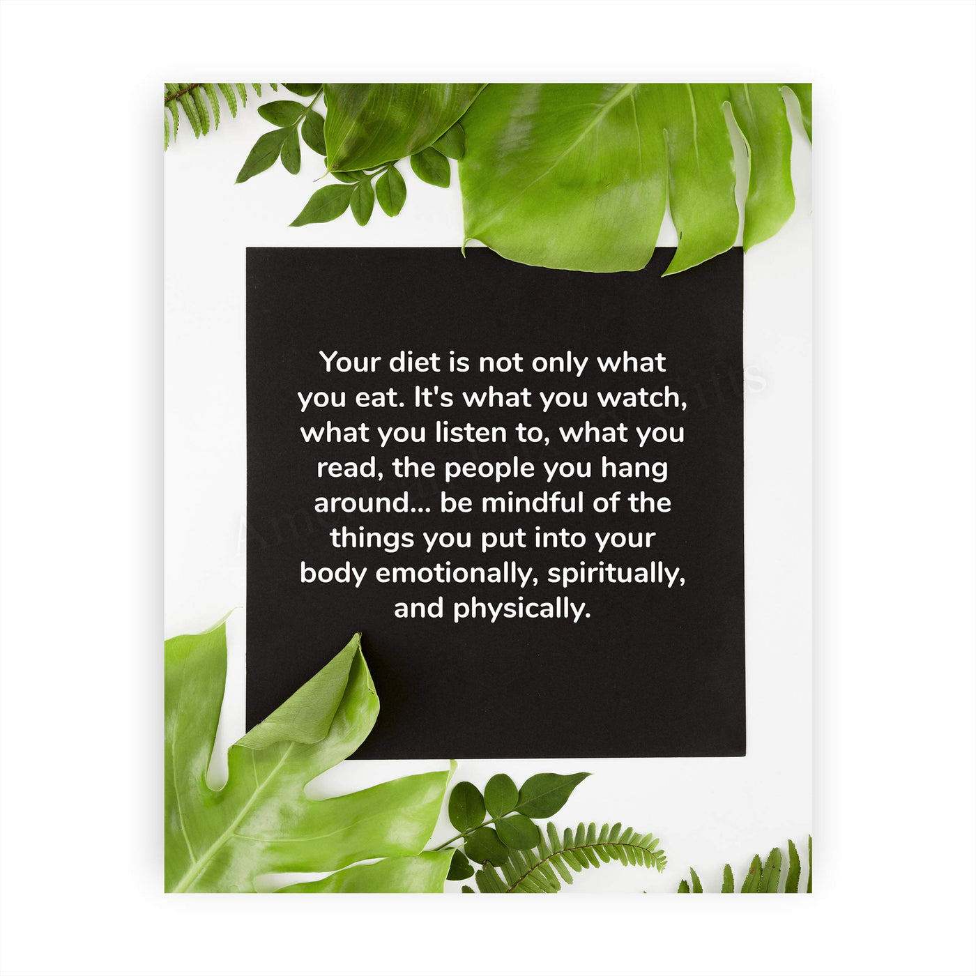 Be Mindful of the Things You Put Into Your Body-Motivational Quotes Wall Art-8 x 10" Typographic Diet-Exercise-Fitness Print-Ready to Frame. Home-Office-Gym Decor. Perfect Sign for Motivation!