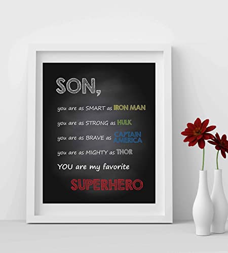 "Son-You Are My Favorite Superhero" Inspirational Wall Art Sign -8 x 10"