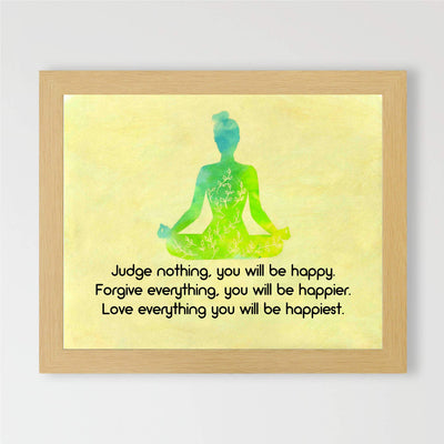 ?Love Everything-You Will be Happiest?-Spiritual Wall Art -10 x 8" Multi-Colored Yoga Pose Print-Ready to Frame. Inspirational Home-Studio-Office-Meditation-Zen Decor. Perfect Life Lesson for All!