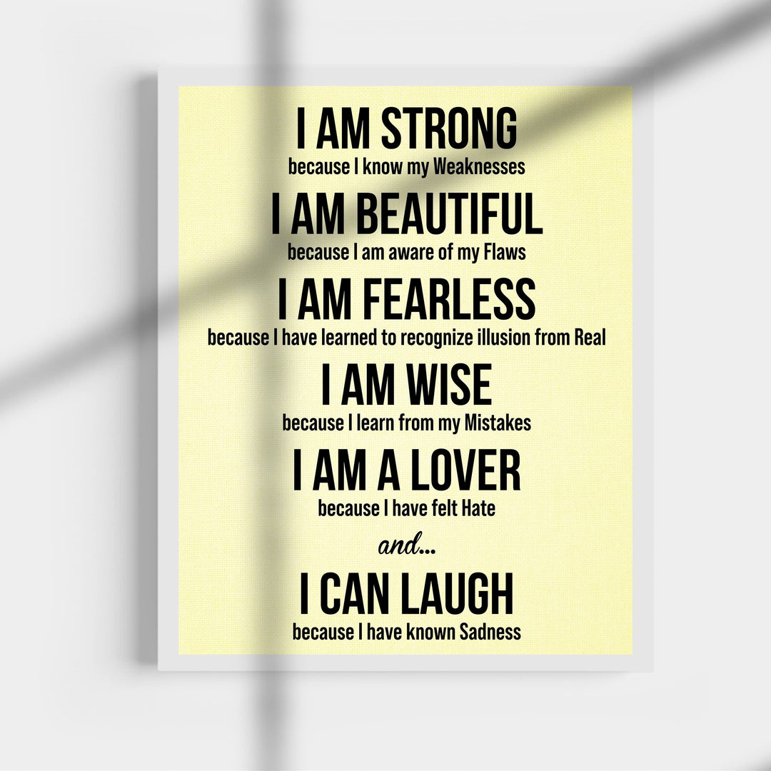 I Am Strong Because I Know My Weaknesses Motivational Quotes Wall Sign -11 x 14" Modern Inspirational Art Print -Ready to Frame. Great for Home-Office-Classroom Decor. Perfect Life Lessons for All!