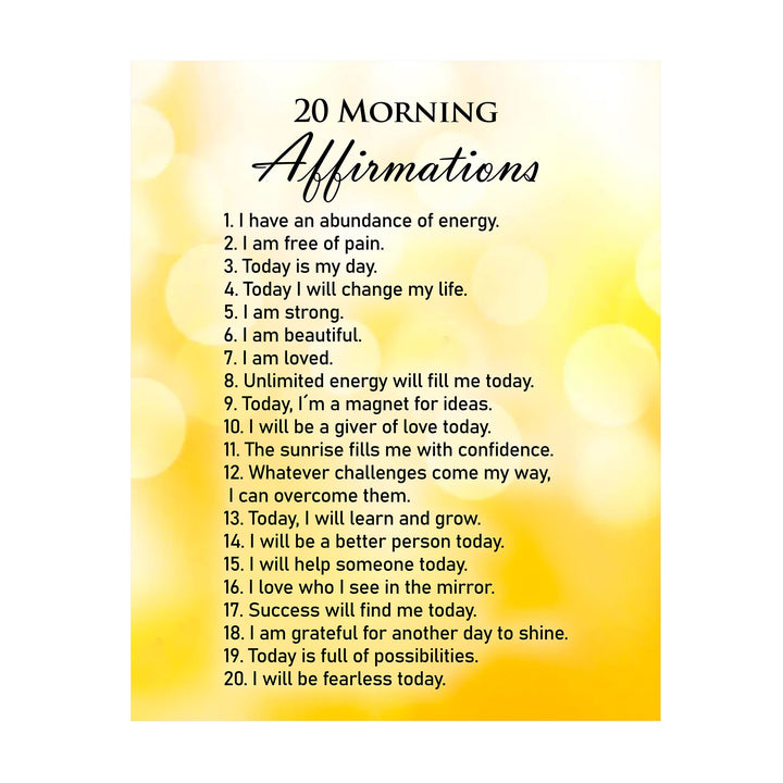 20 Morning Affirmations- Inspirational Start the Day Quotes Wall Art -11 x 14" Motivational Print Wall Decor -Ready to Frame. Positive Wall Decor for Home-Office-Classroom-Work. Choose To Win!