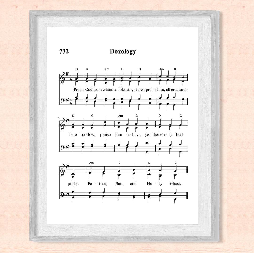 "Doxology -Praise God From Whom All Blessings Flow" Hymn Sheet Music Wall Art -8 x 10" Inspirational Christian Print -Ready to Frame. Classic Hymns for Home-Office-Church &amp; Religious Decor!