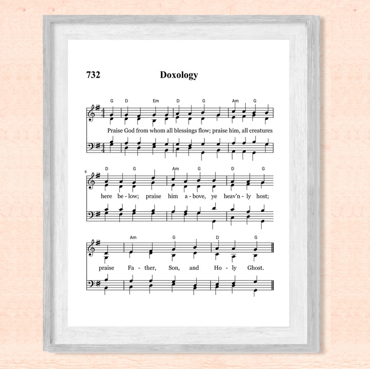 "Doxology -Praise God From Whom All Blessings Flow" Hymn Sheet Music Wall Art -8 x 10" Inspirational Christian Print -Ready to Frame. Classic Hymns for Home-Office-Church &amp; Religious Decor!