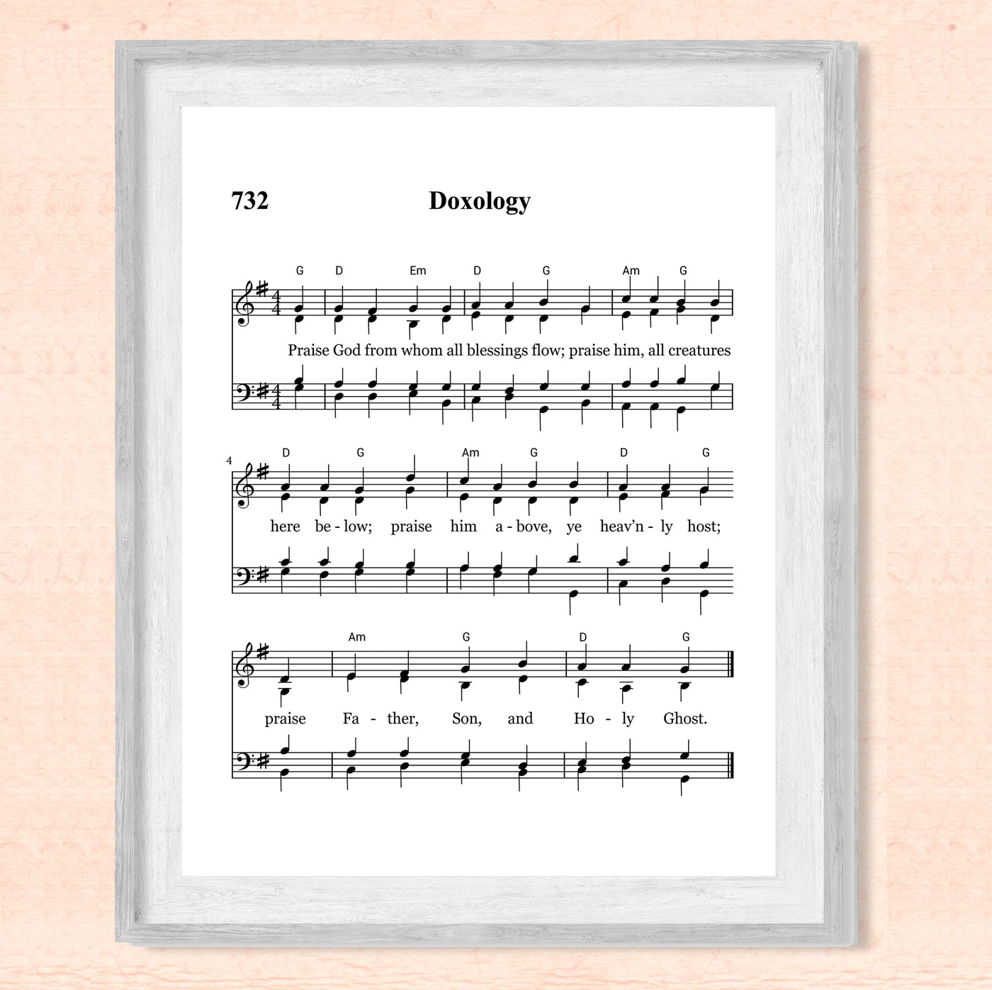 "Doxology -Praise God From Whom All Blessings Flow" Hymn Sheet Music Wall Art -8 x 10" Inspirational Christian Print -Ready to Frame. Classic Hymns for Home-Office-Church & Religious Decor!