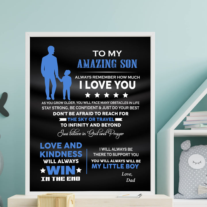 To My Amazing Son -Always Remember I Love You Inspirational Family Wall Art Sign -11x14" Typographic Poster Print -Ready to Frame. Loving Message for Any Son. Great Birthday-Graduation-Wedding Gift!