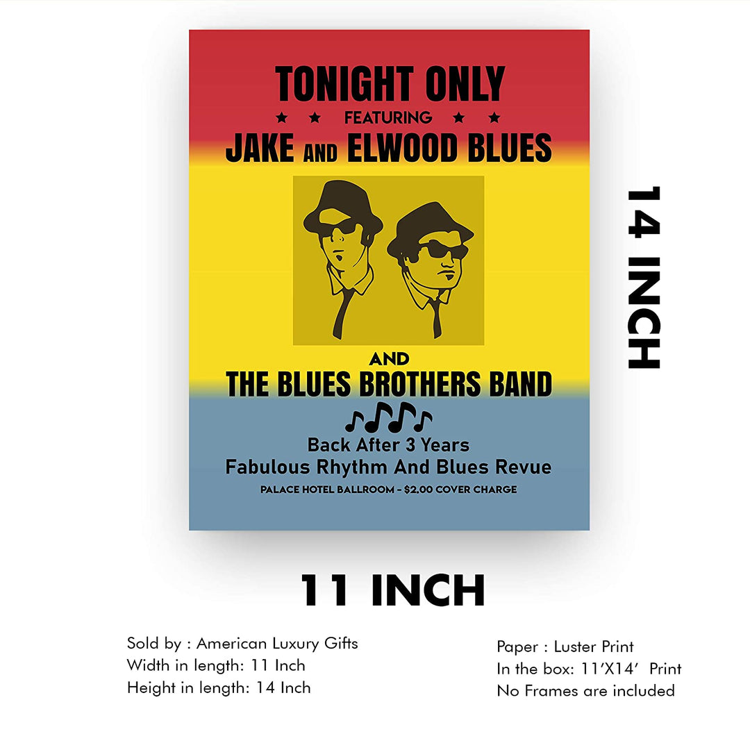 "Tonight Only-Jake &amp; Elwood Blues-The Blues Brothers Band"-Vintage SNL Poster Print-11x14"
