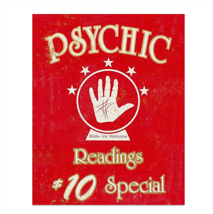 Psychic Readings- $10 Special- Novelty Sign- 8 x 10" Print Wall Art- Rustic, Retro, Distressed Sign Replica-Ready to Frame. Perfect Home-Office-Bar-Dorm-Cave Decor. Printed on Photo Paper.