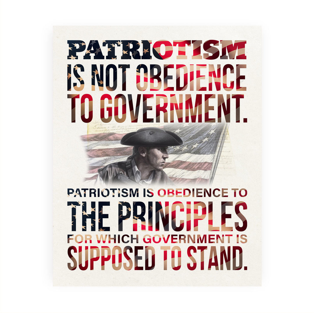 "Patriotism Not Obedience to Government"-Patriotic USA Wall Art Decor -8 x 10" American Flag Print -Ready to Frame. Home-Office-Military-Cave Decor. Great Gift for Active Duty -Veterans!