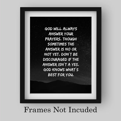 God Knows What's Best For You Inspirational Quotes Wall Art -8 x 10" Starry Night Picture Print -Ready to Frame. Perfect Decor for Home-Office-Christian-School. Great Religious Gift of Faith!