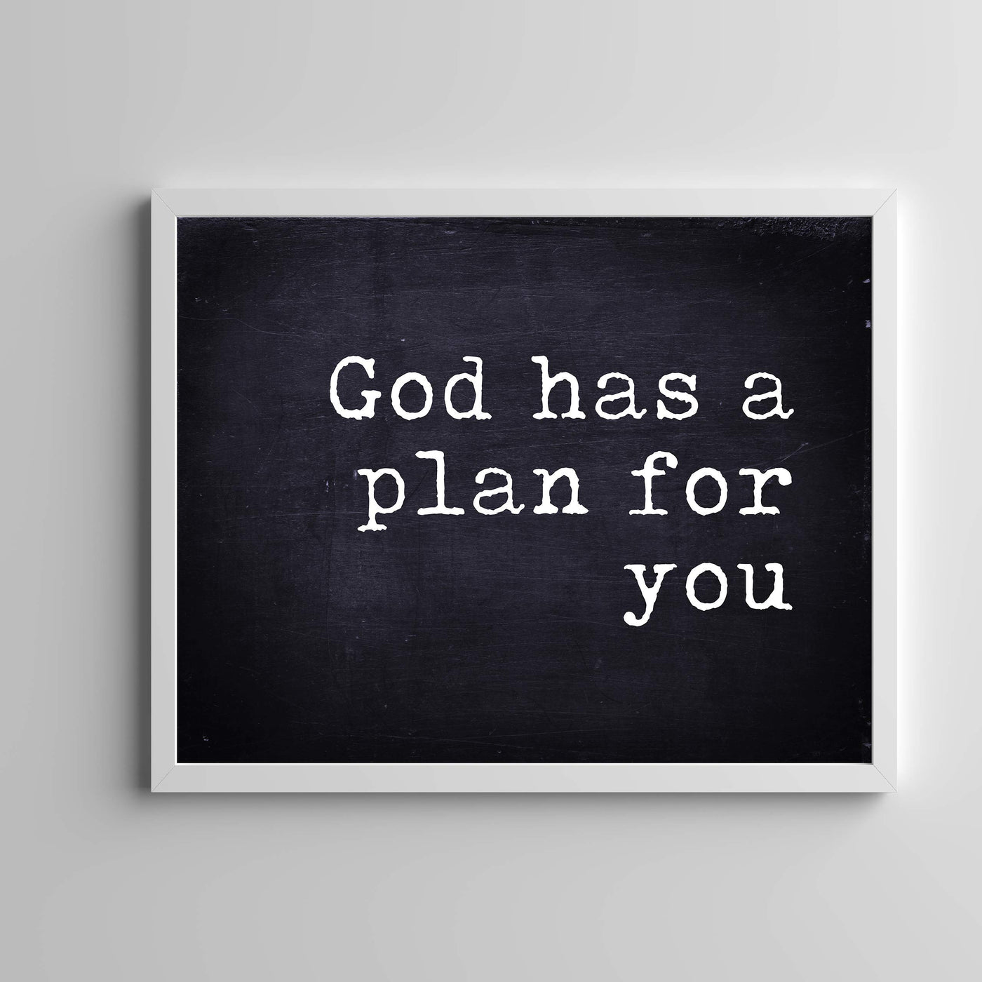 ?God Has A Plan For You" Inspirational Christian Wall Art -14 x 11" Typographic Replica Distressed Print-Ready to Frame. Motivational Home-Office-Farmhouse-Church Decor. Great Gift of Faith!