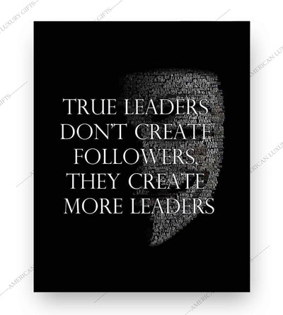 True Leaders Don't Create Followers-Motivational Quotes Wall Art-8 x 10" Modern Inspirational Poster Print w/Anonymous Mask Word Art Silhouette-Ready to Frame. Perfect Home-Office-School Decor!