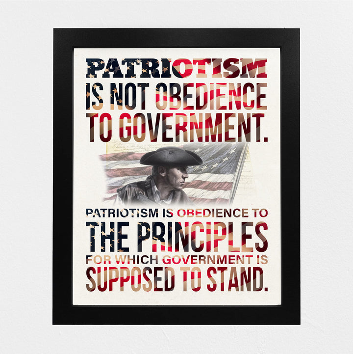 "Patriotism Not Obedience to Government"-Patriotic USA Wall Art Decor -8 x 10" American Flag Print -Ready to Frame. Home-Office-Military-Cave Decor. Great Gift for Active Duty -Veterans!