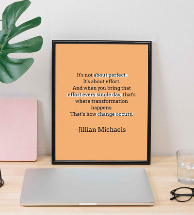 ?It's Not About Perfect-It's About Effort?-Motivational Quotes Wall Art-8 x 10" Exercise-Fitness Print-Ready to Frame. Modern Typographic Design. Home-Office-Gym Decor. Perfect Sign for Motivation!