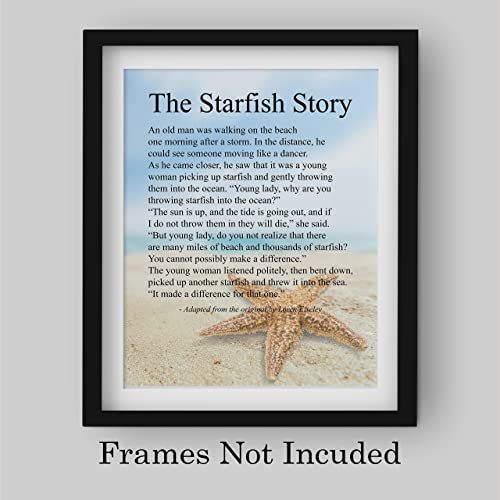 "The Starfish Story" Inspirational Beach Wall Art Sign -8 x 10"