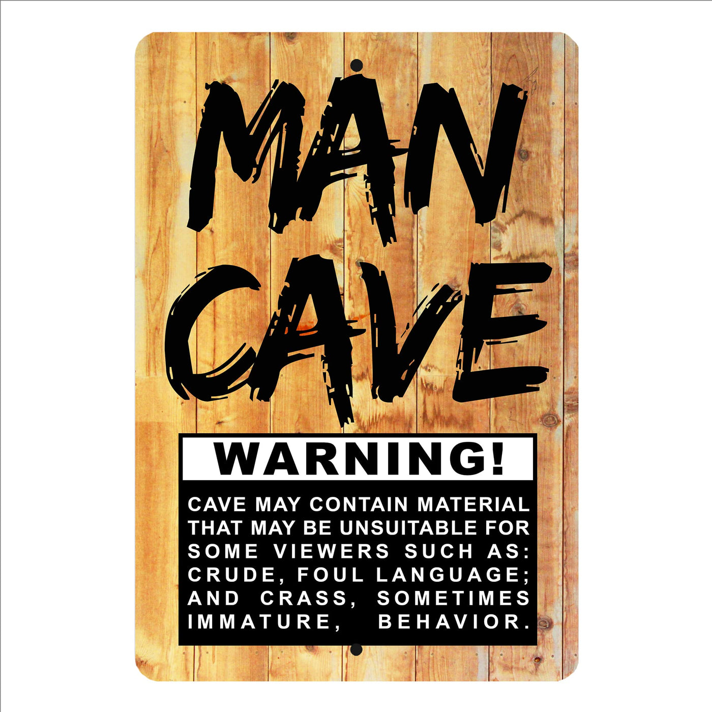 Man Cave -May Contain Unsuitable Material Metal Signs Vintage Wall Art -8 x 12" Funny Rustic Tin Sign for Home, Bar, Garage, Shop, Military Decor - Tin Sign Decor for Men Accessories & Gifts!