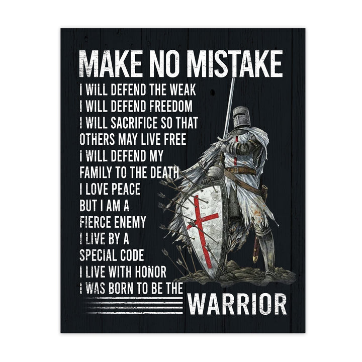 I Will Defend -Born To Be The Warrior Inspirational Quotes Wall Art -11 x 14" Fierce Motivational Warrior Wall Print -Ready to Frame. Home-Office-Church Decor. Perfect Gift of Faith &amp; Inspiration!