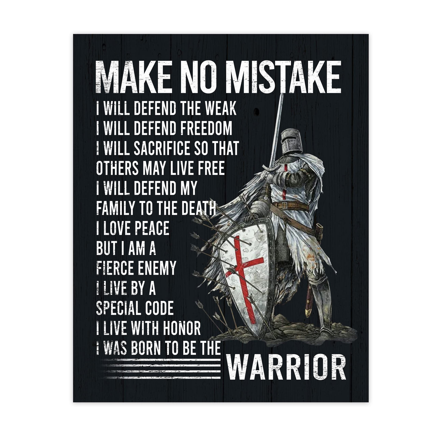 I Will Defend -Born To Be The Warrior Inspirational Quotes Wall Art -11 x 14" Fierce Motivational Warrior Wall Print -Ready to Frame. Home-Office-Church Decor. Perfect Gift of Faith & Inspiration!