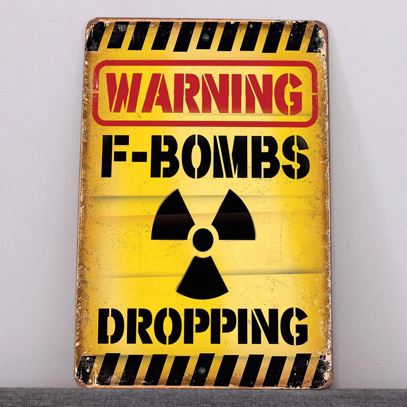 Warning - F Bombs Dropping Metal Signs Vintage Wall Art -8 x 12" Funny Rustic Sign for Bar-Man Cave-Garage-Shop -Retro Tin Military Sign- Home-Office Accessories- Decor. Great Sarcastic Gift!