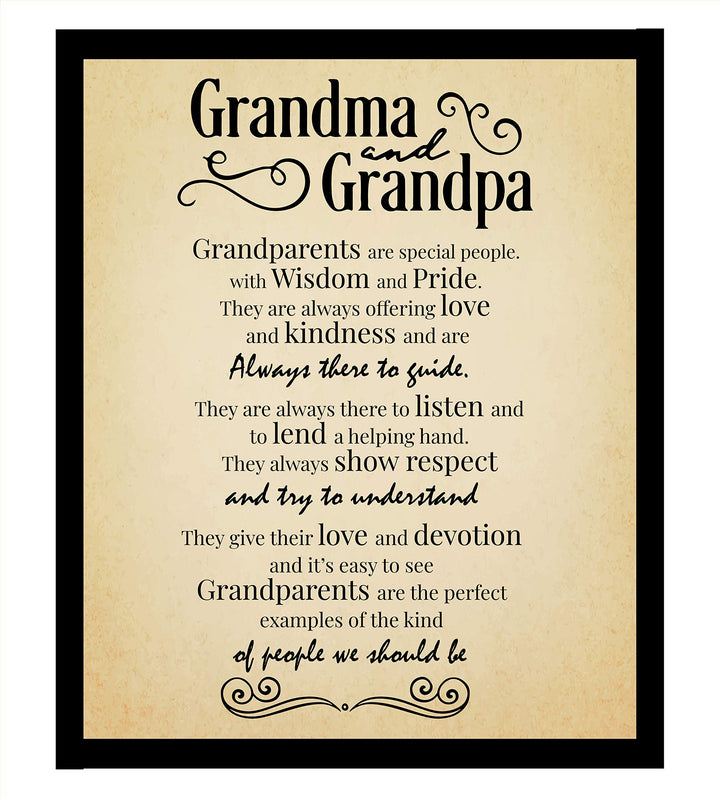 Grandpa &amp; Grandma-Always There to Guide Family Wall Art Sign-8 x 10" Distressed Parchment Poster Print-Ready to Frame. Inspirational Home-Family Room-Farmhouse Decor. Perfect Gift for Grandparents!