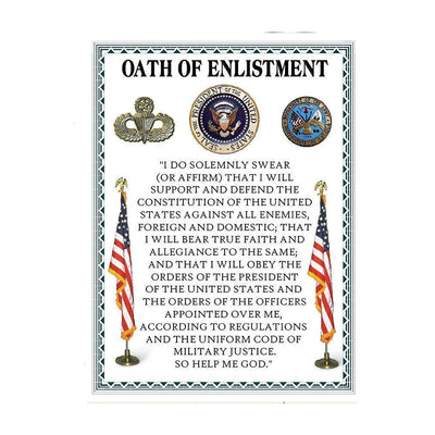 "Oath Of Enlistment"- U. S. Military-Wall Art- 8 x 10"