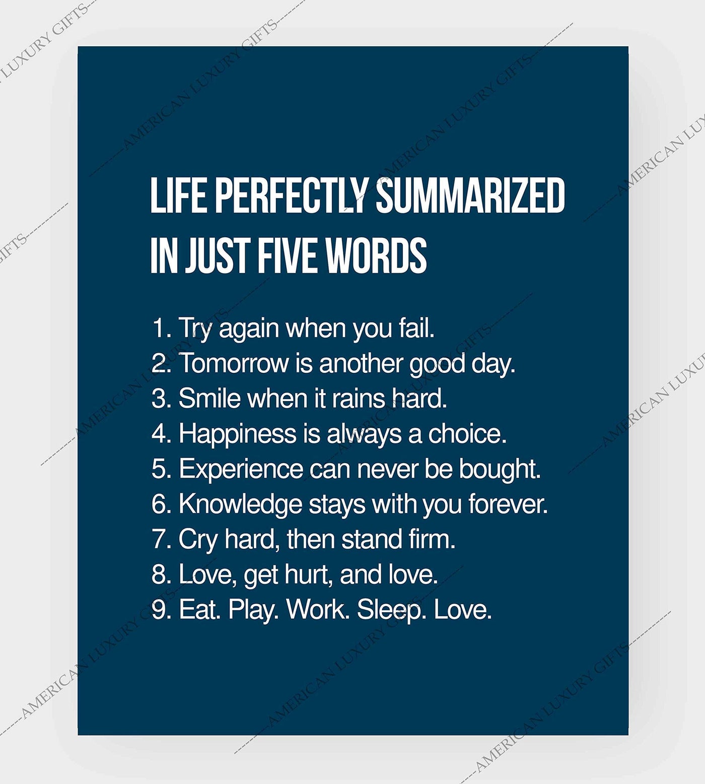 Life Perfectly Summarized In Five Words Inspirational Quotes Wall Sign -8 x 10" Modern Poster Print-Ready to Frame. Positive Home-Office-School-Motivational Decor. Perfect Life Lessons for All!