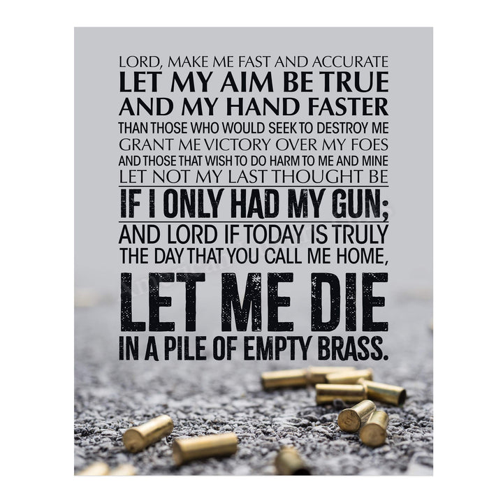 Lord, Make Me Fast &amp; Accurate Gun Prayer Wall Art Sign -11 x 14" Pro Second Amendment Poster Print-Ready to Frame. Rustic Decor for Home-Man Cave-Garage-Shop. Perfect Gift for All Gun Owners!
