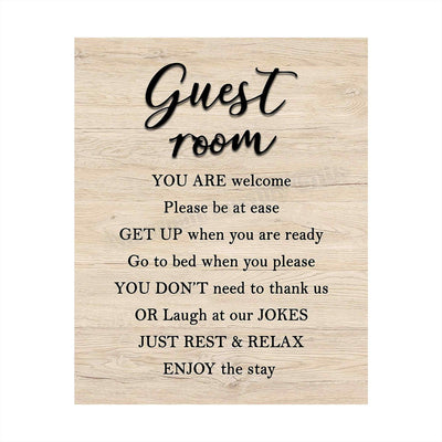 Guest Room-Enjoy The Stay- Welcome Sign Wall Art -8 x 10" Country Rustic Print with Replica Wood Design-Ready to Frame. Home-Guest Room-B&B-Cabin-Lake House-Beach Decor. Printed on Paper-Not Wood.