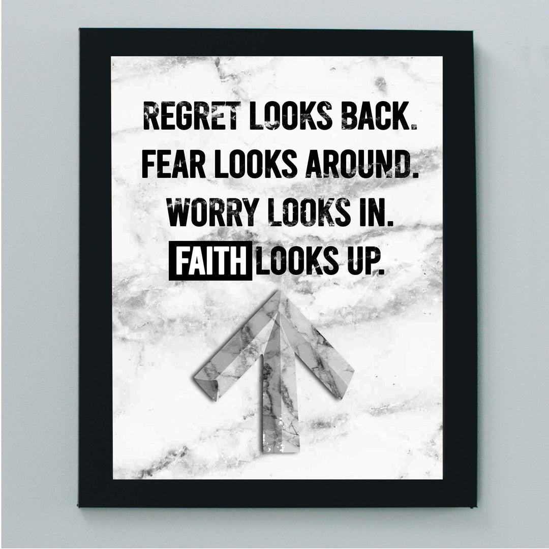 Faith Looks Up Inspirational Quotes Wall Art-8 x 10" Typographic Christian Wall Print-Ready to Frame. Motivational Decoration for Home-Office-Church-Dorm Decor. Great Religious Gift of Inspiration!
