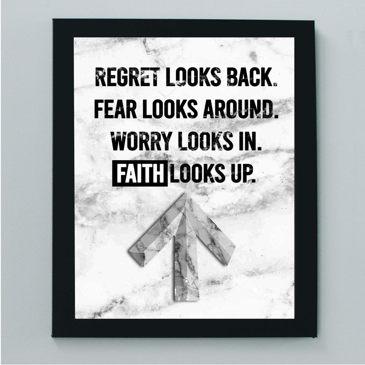 Faith Looks Up Inspirational Quotes Wall Art-8 x 10" Typographic Christian Wall Print-Ready to Frame. Motivational Decoration for Home-Office-Church-Dorm Decor. Great Religious Gift of Inspiration!