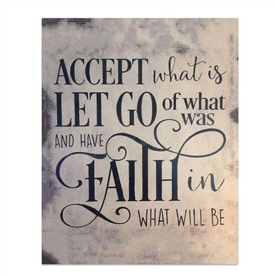 "Accept- Let Go- Have Faith"- Positive Thinking-Wall Art Sign-8 x 10"